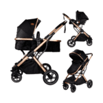 Ding Juna Kinderwagen 3 in 1 Black/Rose Combi Kinderwagen