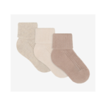 Minymo zachte babysokjes 2x2 rib 3-pack beige/roze