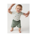 Minymo zachte baby romper safari groen met dierenprint - Afbeelding 4