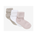 Minymo zachte babysokjes 2×2 rib 3-pack wit/roze