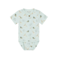 Minymo zachte baby romper safari groen met dierenprint