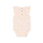 Fixoni mouwloze baby body met bloemetjes en kersenprint roze